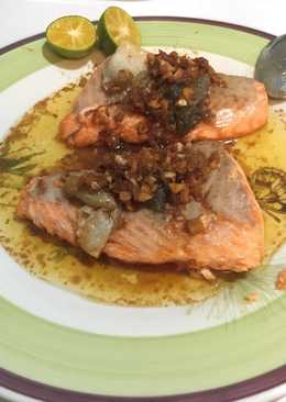 Salmon Steak With Garlic Shoyu and Songkit Flavour