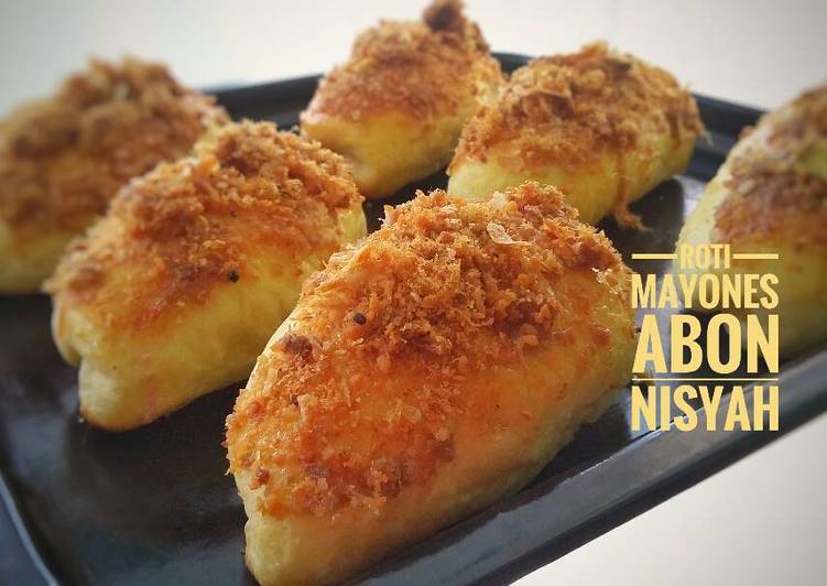 resep lengkap untuk Roti Mayones Abon (Overnight - Eggless)