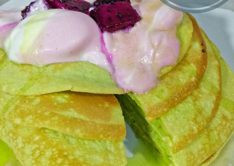 resep lengkap untuk Green pancake cocopandan