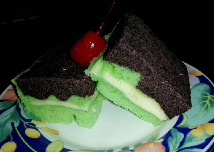 resep Brokus ketan hitam lapis keju Pandan(pondan)