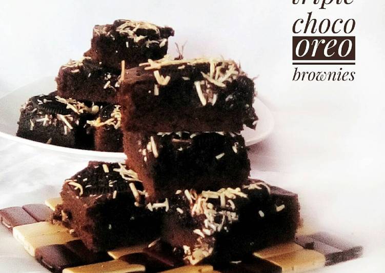 gambar untuk resep makanan Triple choco oreo brownies