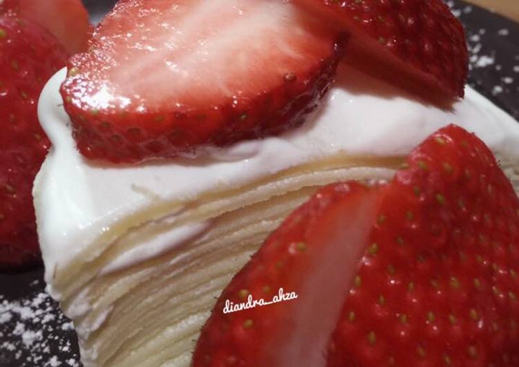 Resep Strawberry mille crepe By Putri sekarsari(ahza diandra alfarizqi)