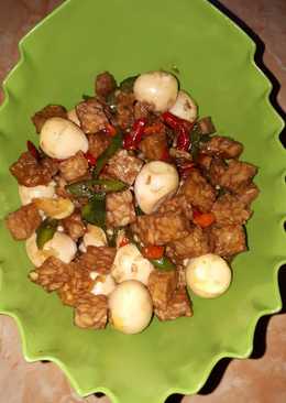 Orek tempe telur puyuh cabe ijo