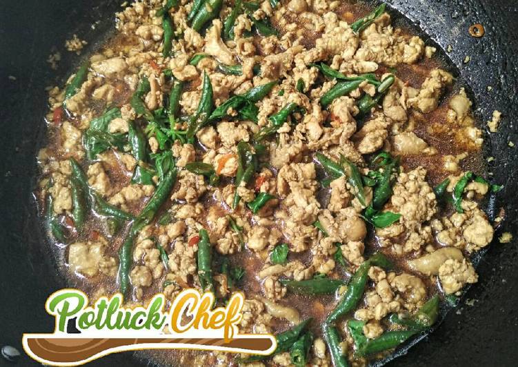 cara membuat Thai pad Kra Pao Gai (chicken basil with rice) #pr_asianfood