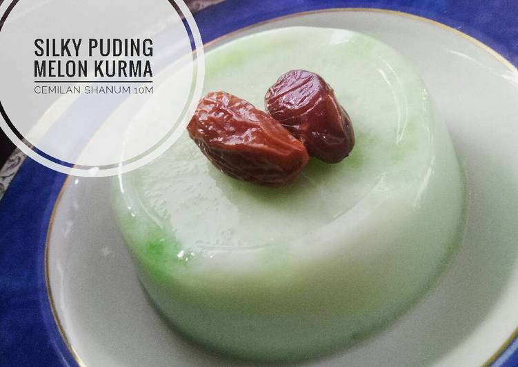 bahan dan cara membuat Silky puding melon kurma cemilan mpasi 10m