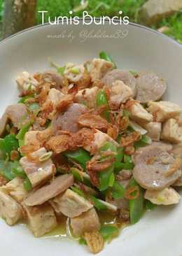 Tumis buncis tempe campur bakso