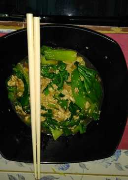 Cah sawi daging plus telor