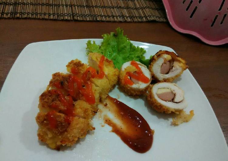 cara membuat chicken cordon bleu (with saussage)