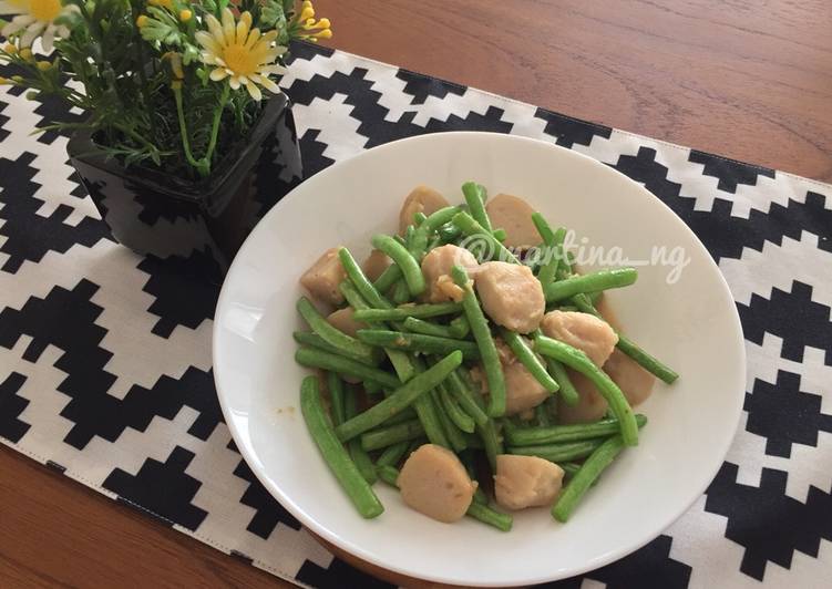 resep lengkap untuk Buncis Cah Bakso Ikan Simple