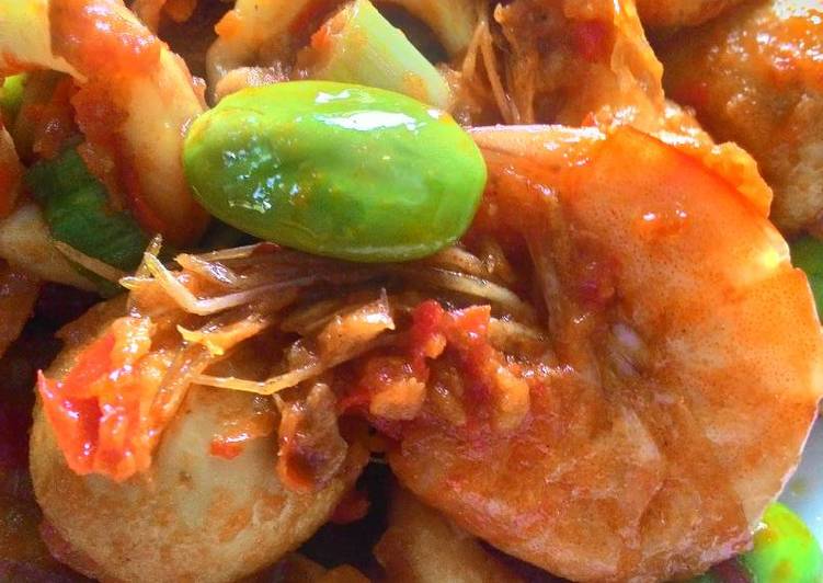 gambar untuk cara membuat Udang sambal pete