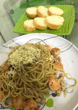 Spaghetti aglio olio udang+tuna