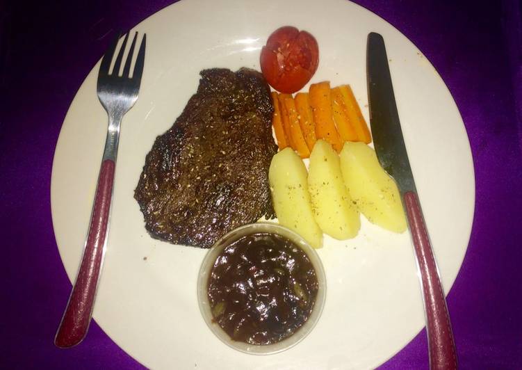 gambar untuk resep makanan Steak saus barbeque simple