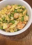 Orak arik telor, udang & edamame