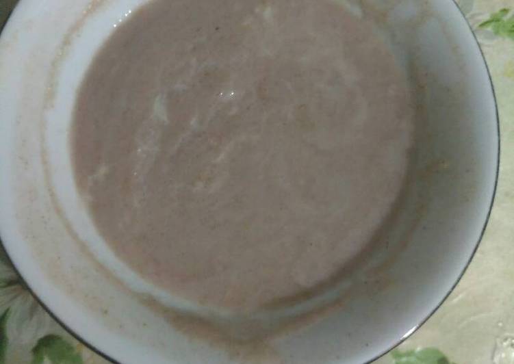 bahan dan cara membuat Bubur MPASI 7 Bulan Susu Kambing Kacang Beras Merah