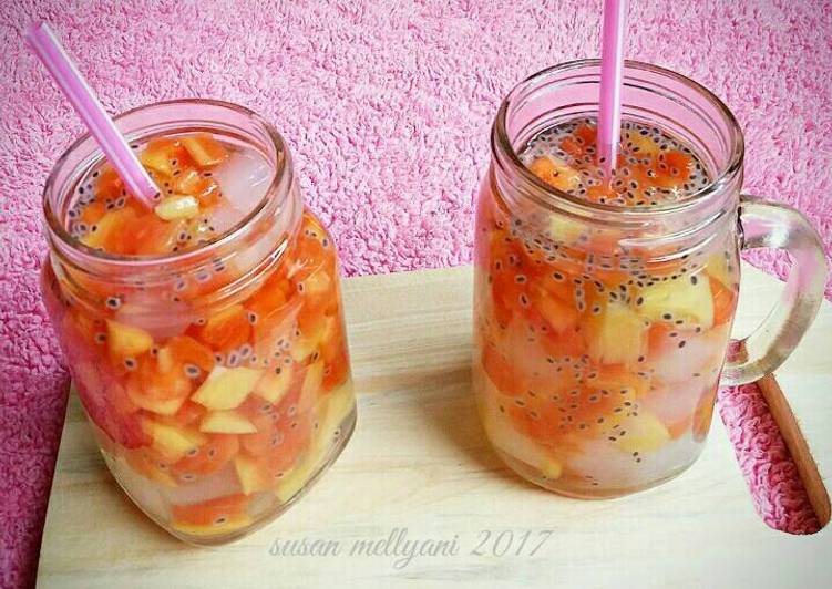 bahan dan cara membuat Es buah cocktail (#PR_esbuah)