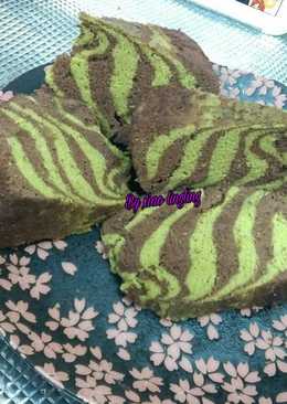 Bolu kukus zebra teh hijau+coklat