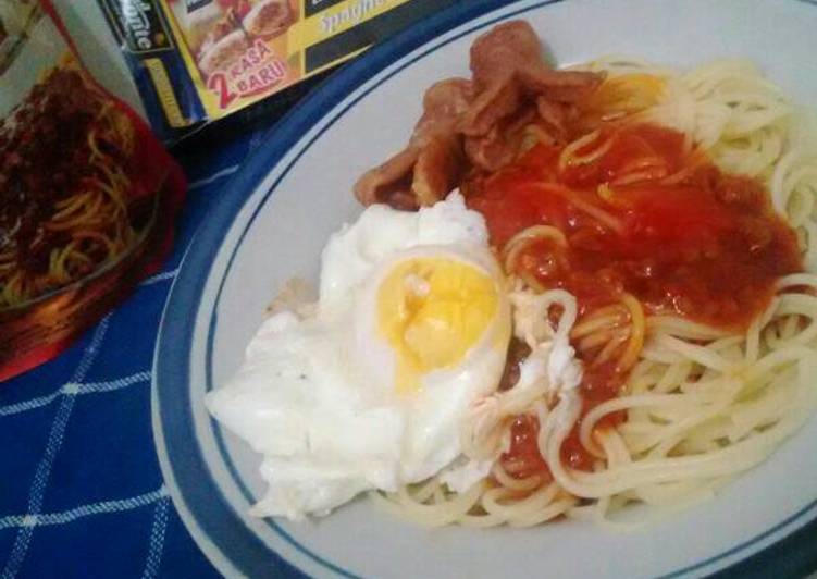 gambar untuk resep Spagetti TS (telur mata sapi sosis)