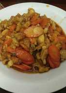 Tumis ayam rame (ayam, tempe, wortel)