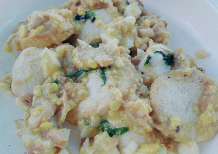 gambar untuk resep makanan Tofu saus kuning telur - Mpasi 14 month
