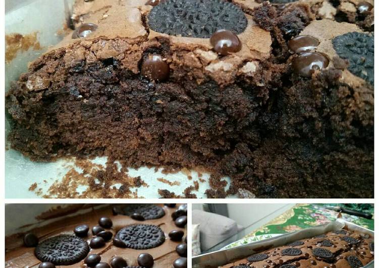 resep makanan Crunchy Melted Choco Oreo Brownis