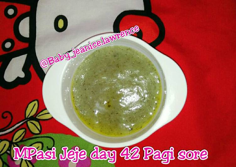 bahan dan cara membuat MPasi 7m+ Bubur Dori+kale