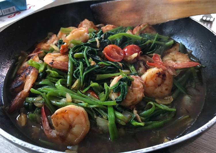 cara membuat Cah kangkung udang