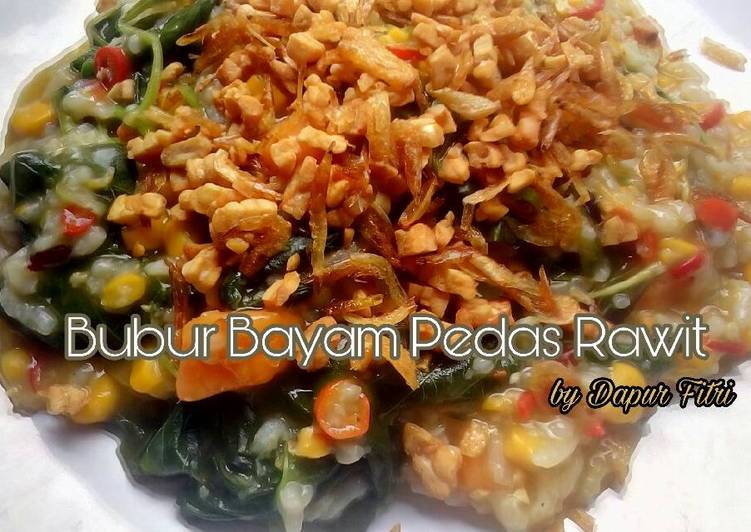 bahan dan cara membuat Bubur Bayam Pedas Rawit