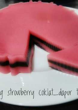 Puding lapis ekonomis strowberry coklat #peduli kanker payudara