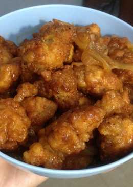 Ayam pop corn with barbecue sauce