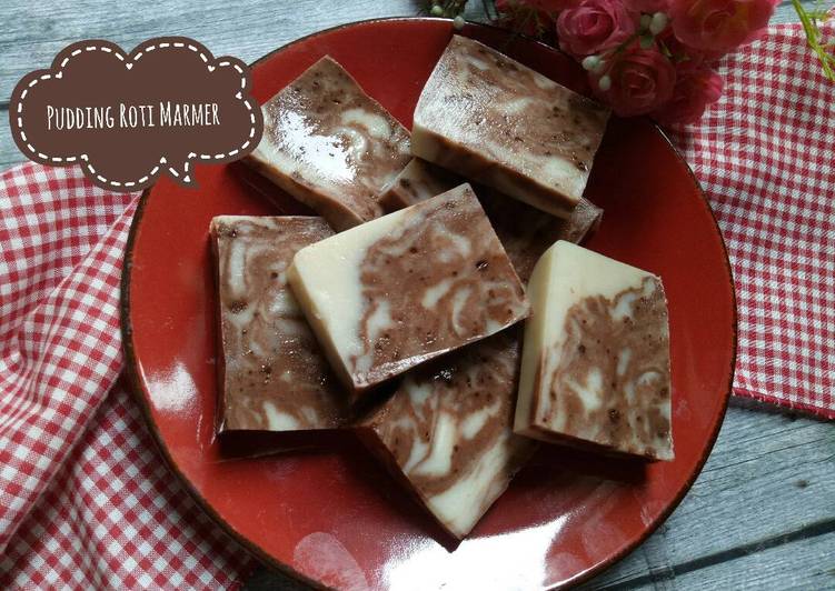 resep Puding Roti Marmer