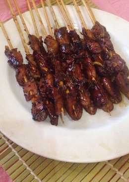 Sate jantung ayam bumbu kecap pedas manis