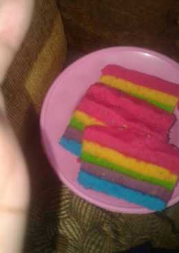 Rainbow cake kukus pandan