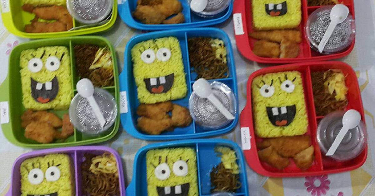 Resep Bekal Anak Bento  Naskun Spongebob  oleh Bunda 