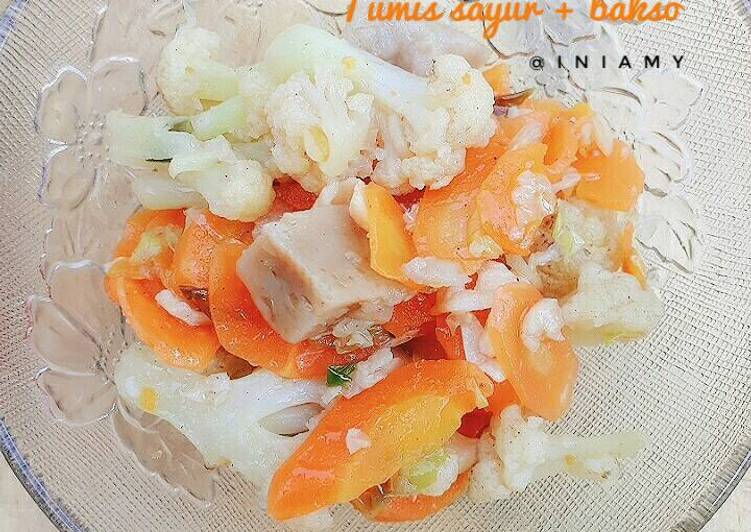 Resep Tumis sayur + bakso Kiriman dari Azmi Ambar