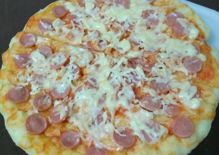 resep masakan Pizza Teflon no ulen / no knead