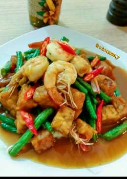 Tumis tempe udang kacang panjang