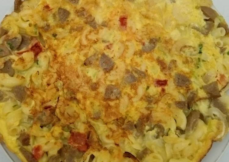 bahan dan cara membuat Omelette Cheese Macaroni