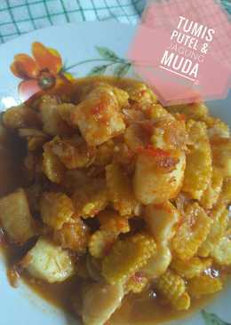 Tumis balado putih telur & jagung muda