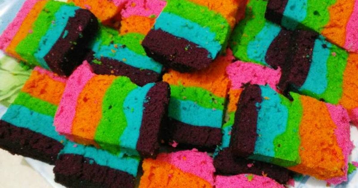 Resep Steamed rainbow cake