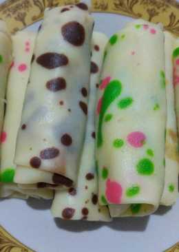 Dadar gulung polkadot pisang coklat keju