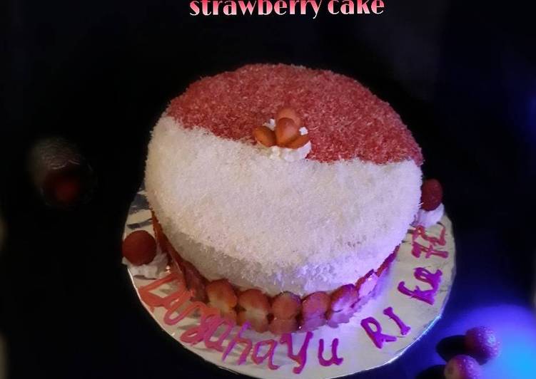 resep Strawberry Cake Merah Putih