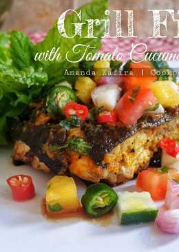 Grill fish with tomato cucumber salsa