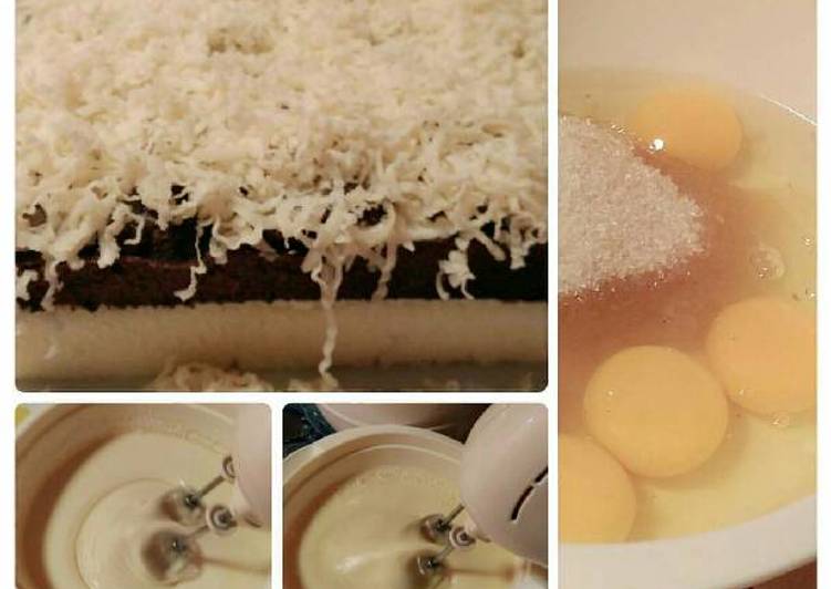 bahan dan cara membuat Brownies Kukus 2 lapis (cokelat & putih)