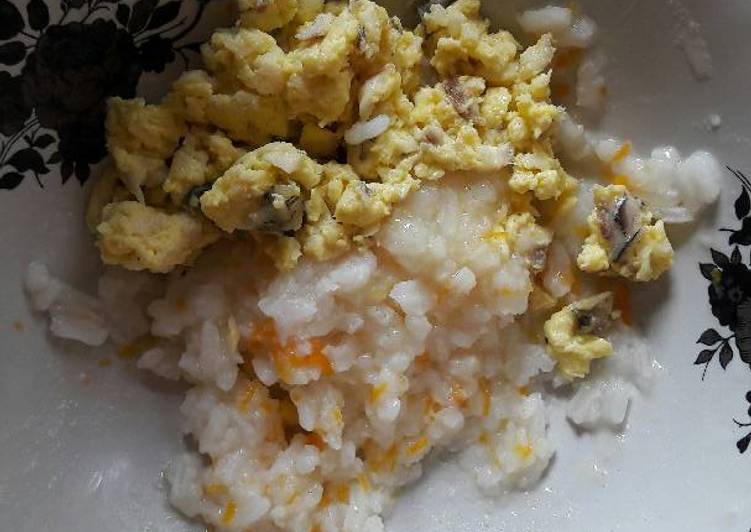 gambar untuk resep MPASI Nasi lembek + scramble egg ikan nila (8m+)