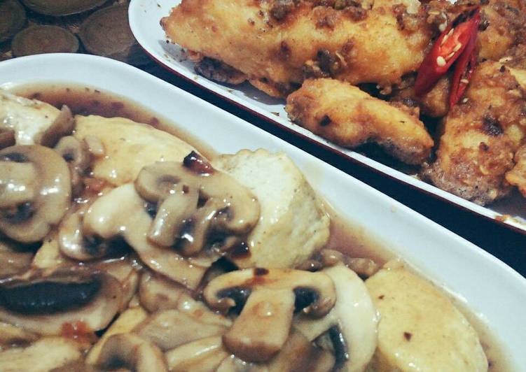 resep makanan Tumis Tahu Saus Jamur Kancing