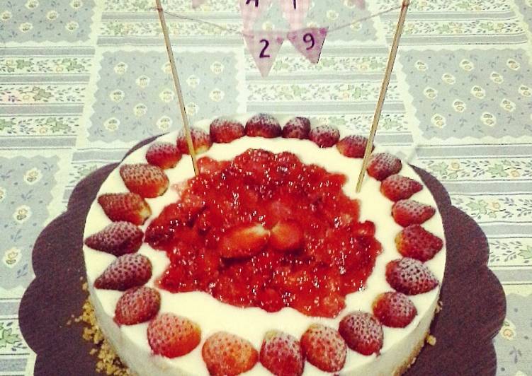 resep makanan No Bake Strawberry Cheese Cake