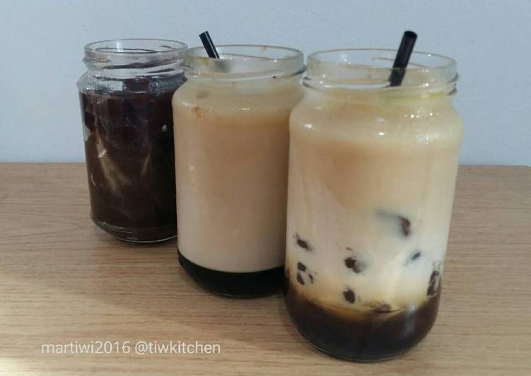 bahan dan cara membuat Choco Bubble Milk Tea w/ Brown Sugar