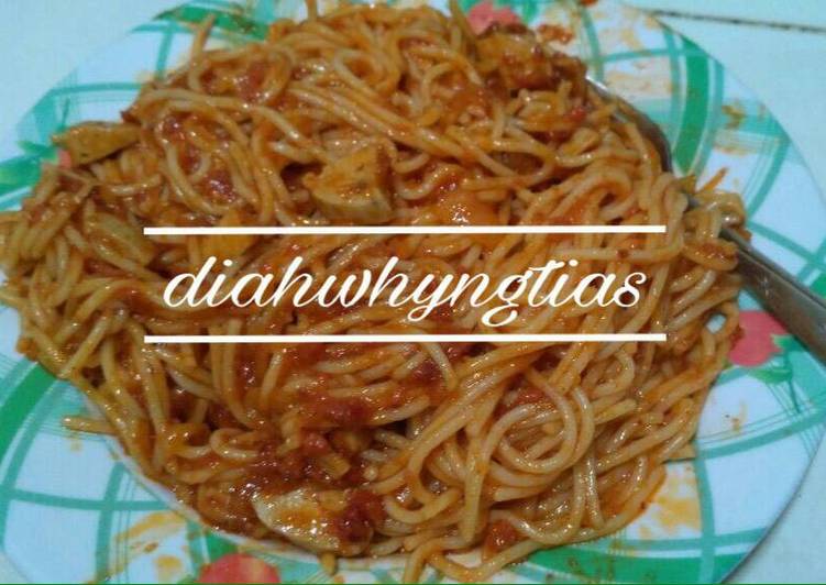 cara membuat Spaghetti pedas rumahan gampang banget