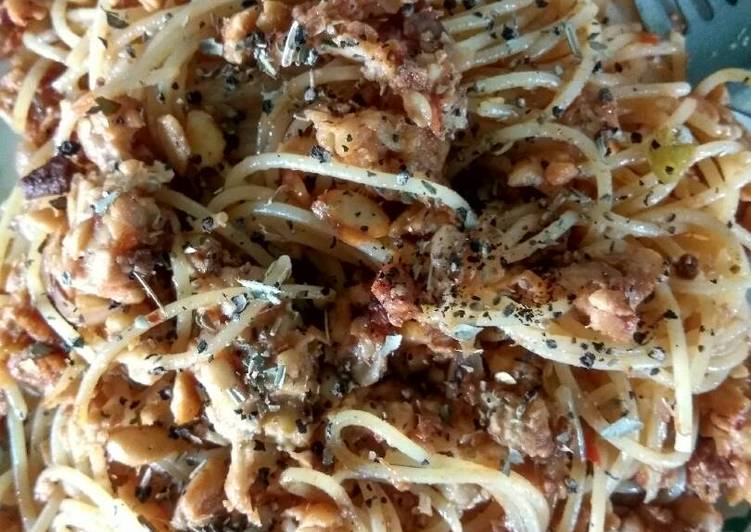 resep masakan Spaghetti Tempeh Bolognais Blackpepper