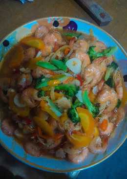 Udang Sayur Saus Pedas Manis